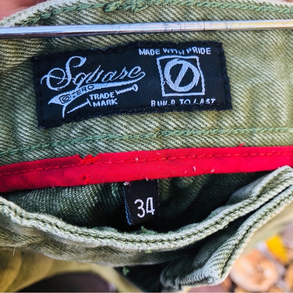 Distressed Green Biker Jeans Size 34 - Picture 8 of 8